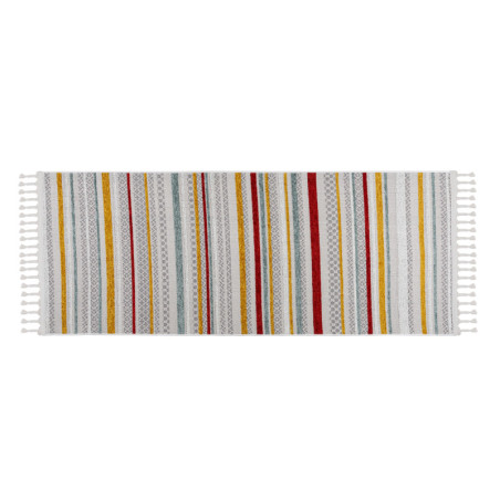 Tapis de couloir en polyester, coton et chenille multicolore - 100 × 200 cm - Hauteur de poils 7 mm - Lavable en machine 30 °C