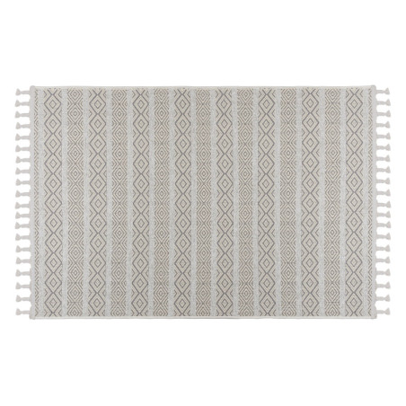 Tapis en coton, polyester et chenille blanc - 160 × 230 cm - Hauteur de poils 6 mm - Lavable en machine à 30 °C
