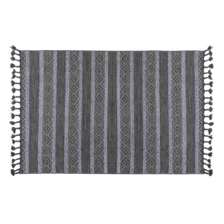 Tapis en coton, polyester et chenille anthracite - 160 × 230 cm - Hauteur de poils 6 mm - Lavable en machine à 30 °C