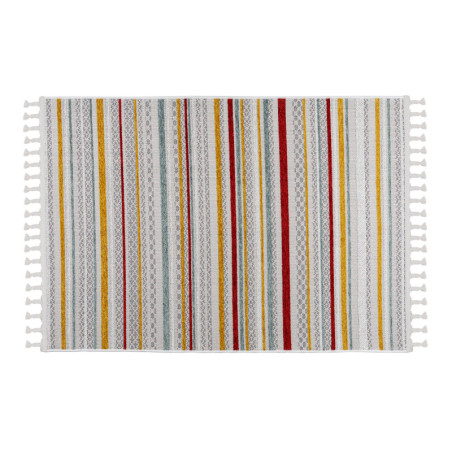 Tapis en polyester, coton et chenille multicolore - 160 × 230 cm - Hauteur de poils 6 mm - Lavable en machine à 30 °C