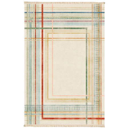 Tapis en coton multicolore - 80 × 200 cm - Hauteur de poils 12 mm - Dos antidérapant - Lavable en machine à 30 °C
