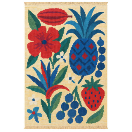 Tapis en coton multicolore - 150 × 230 cm - Hauteur de poils 12 mm - Dos antidérapant - Lavable en machine à 30 °C
