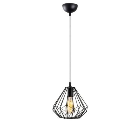 Lustre Luminaire en métal noir - Ø 23 × H 117 cm - E27 Max 40 W - Hauteur réglable - IP20 - Style industriel