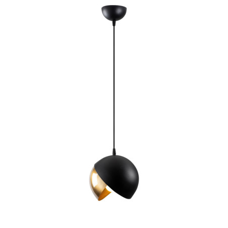 Lustre Luminaire en métal noir et doré - Ø 20 × H 114 cm - E27 Max 40 W - Hauteur réglable - IP20 - Style glamour