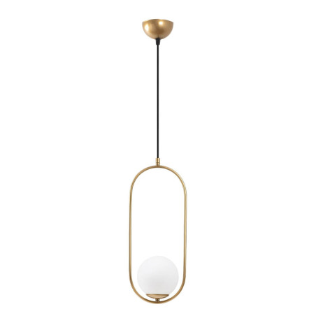 Lustre Luminaire en métal et verre doré - Ø 15 cm - Hauteur réglable 66 à 146 cm - 1 x E27 Max 40W - IP20