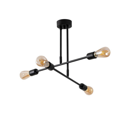 Lustre Luminaire en fer noir - 70 × 70 × H 40 cm - 4 x E27 Max 40W - IP20 - Industriel