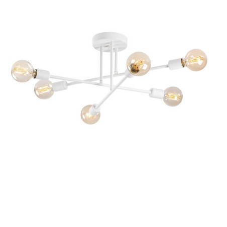Lustre Luminaire en métal blanc - 64 × 64 × H 30 cm - 6 x E27 Max 40W - IP20