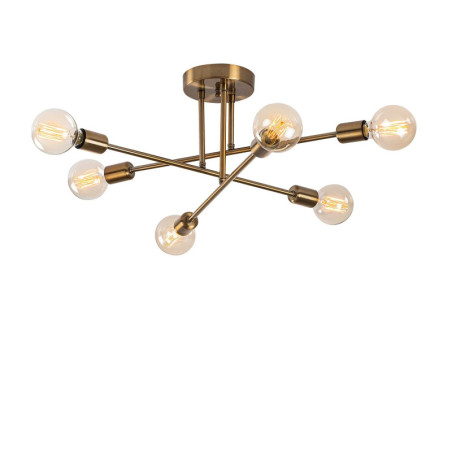 Lustre Luminaire en métal finition vintage - 64 × 64 × H 30 cm - 6 x E27 Max 40W - IP20 - Glam