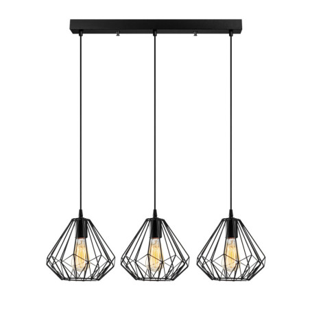 Lustre Luminaire noir - Ø 73 × H 117 cm - 3 x E27 Max 40W - IP20 - Industriel
