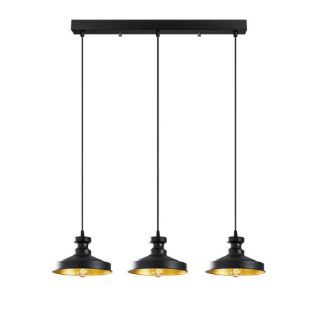 Lustre Luminaire noir - 72 × 22 × H 109 cm - 3 x E27 Max 40W - Hauteur réglable - IP20 - Industriel Scandinave