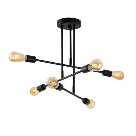 Lustre Luminaire en fer noir - 75 × 75 × H 50 cm - 6 x E27 Max 40W - IP20