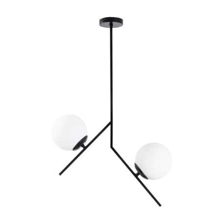 Lustre Luminaire en métal et verre noir - 43 × 15 × H 74 cm - 2 x E27 Max 40W - IP20