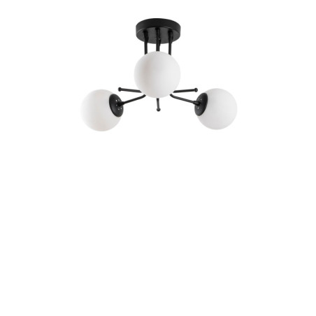 Lustre Luminaire en métal et verre noir - Ø 48 × H 34 cm - 3 x E27 Max 40W - IP20 - Industriel Scandinave