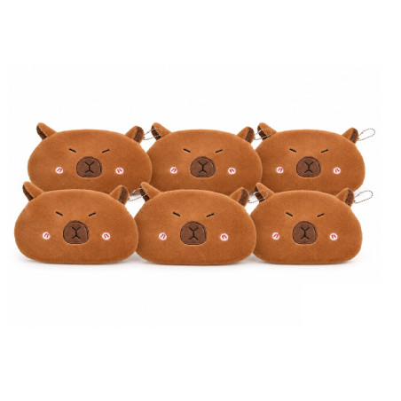 Lot de 6 trousses Capybara en Peluche 22 x 14 cm - Idéal école, classe, bons points, maquillage...
