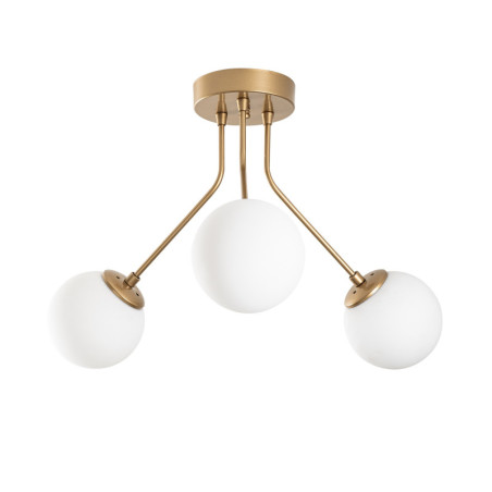 Lustre Luminaire en métal et verre doré - Ø 56 × H 40 cm - 3 x E14 Max 40W - IP20