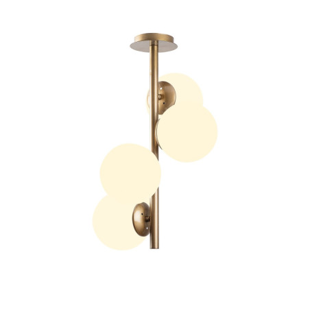 Lustre Luminaire en métal et verre doré - Ø 32 × H 53 cm - 4 x E27 Max 40W - Hauteur réglable - IP20