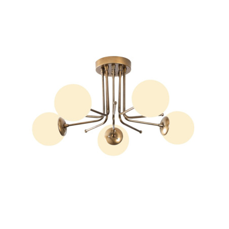 Lustre Luminaire en fer or et blanc - 80 × 80 × H 34 cm - 5 x E27 Max 40W - IP20 - Glam Scandinave