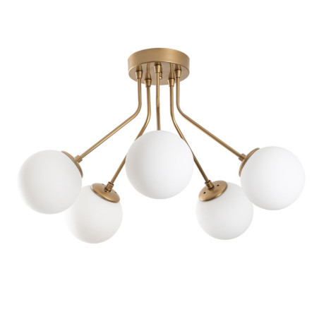 Lustre Luminaire en métal et verre doré - Ø 62 × H 40 cm - 5 x E14 Max 40W - IP20