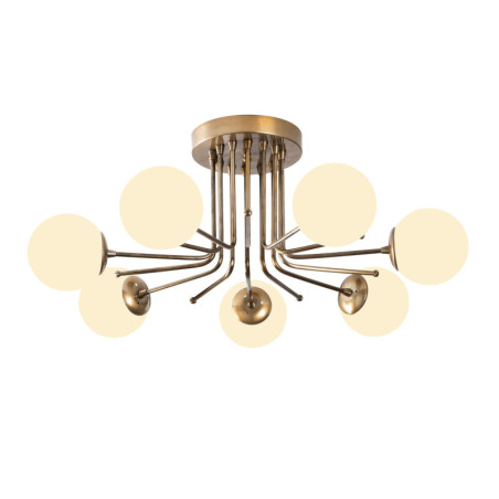 Lustre Luminaire en fer or et blanc - 90 × 90 × H 35 cm - 7 x E27 Max 40W - IP20