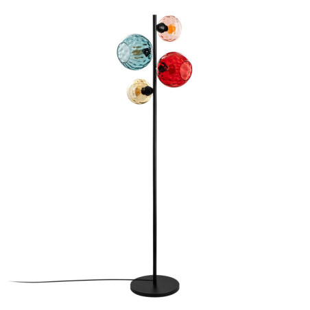 Lampadaire Lampe sur pied en métal et verre multicolore et noir - Ø 35 × H 165 cm - 4 x E27 Max 40W - IP20