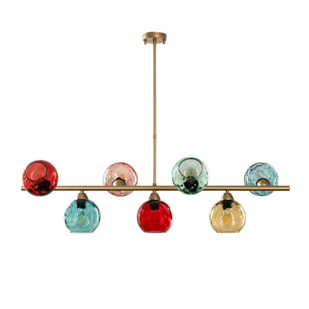 Lustre Luminaire multicolore et doré - 110 × 40 × H 84 cm - 7 x E27 Max 40W - IP20