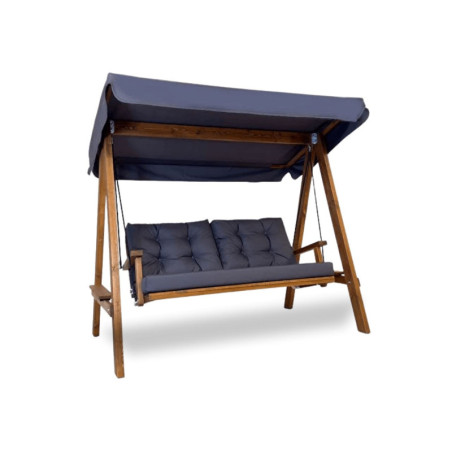 Balancelle de jardin 2 places en épicéa et polyester anthracite - L 203 × P 116 × H 180 cm - Charge 225 kg