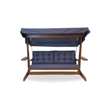 Balancelle de jardin 3 places en épicéa et polyester anthracite - L 237 × P 100 × H 175 cm