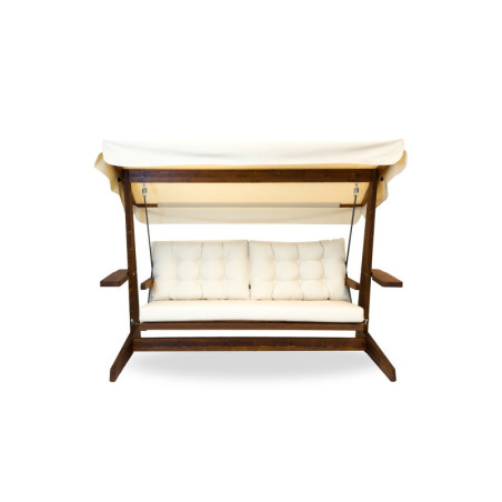 Balancelle de jardin 3 places en épicéa et polyester beige - L 237 × P 100 × H 175 cm