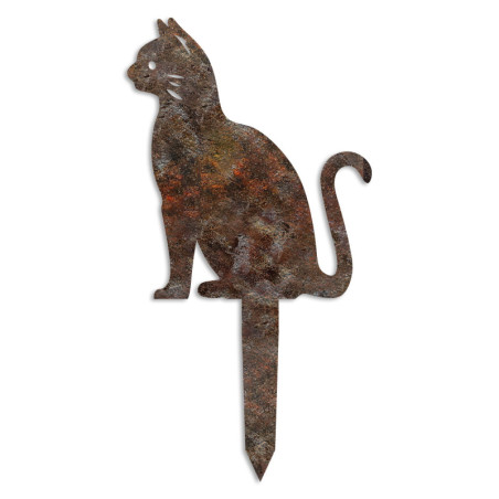 Objet décoratif de jardin Chat en métal multicolore - 38 × 20 cm - Peint à la main