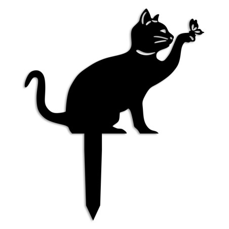 Objet décoratif de jardin Chat en métal noir - 36 × 31 cm