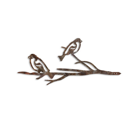 Objet décoratif de jardin Oiseaux sur branche en métal marron - 45 × 20 cm