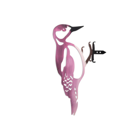 Objet décoratif de jardin Oiseaux sur branche en métal multicolore - 30 × 18 cm - Peint à la main