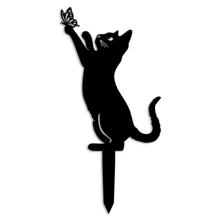Objet décoratif de jardin Chat en métal noir - 49 × 24 cm