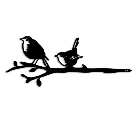 Décoration de jardin Oiseaux sur branche en métal noir 55 x 22 cm