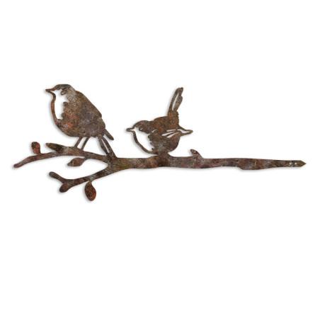 Décoration de jardin Oiseaux sur branche en métal marron 55 x 22 cm