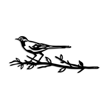 Décoration de jardin Oiseaux sur branche en métal noir 50 x 20 cm
