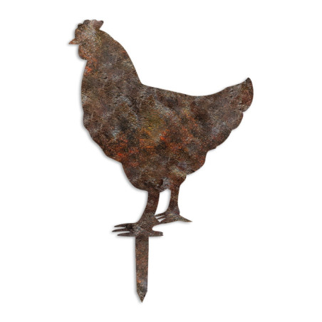 Décoration de jardin Poule en métal multicolore 64 x 42 cm