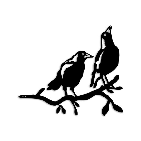 Décoration de jardin Oiseaux sur branche en métal noir 45 x 39 cm