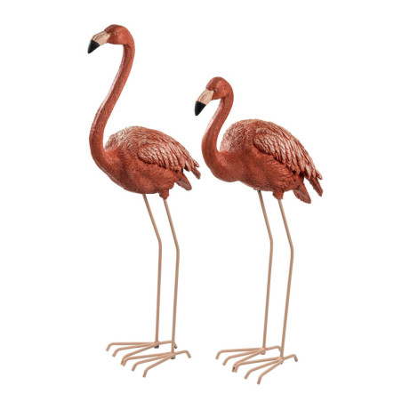 Décoration de jardin Flamants roses en polyester et métal multicolore jusquà 86 cm lot de 2
