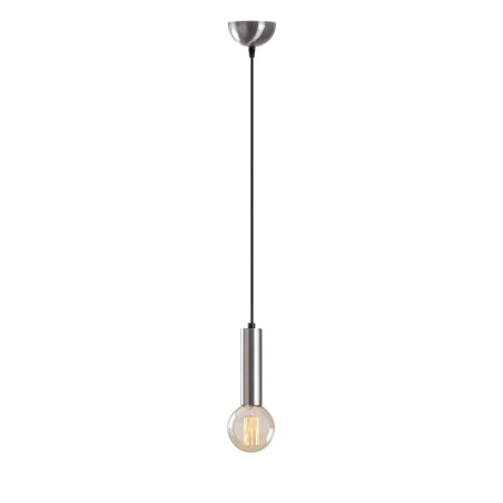 Suspension Luminaire en métal argenté 4 x 4 cm hauteur 111 cm E27 40 W IP20