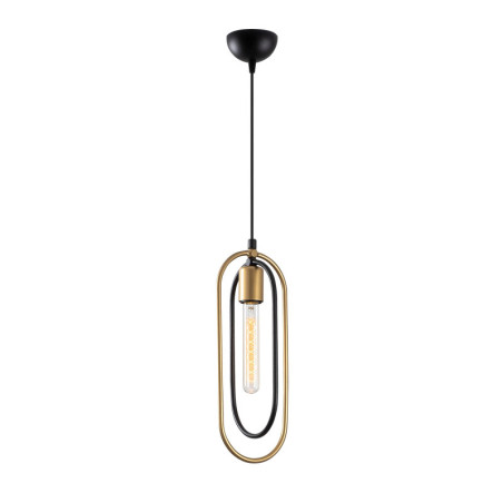 Suspension Luminaire en métal noir et doré 32 x 14 cm hauteur 132 cm E27 40 W IP20