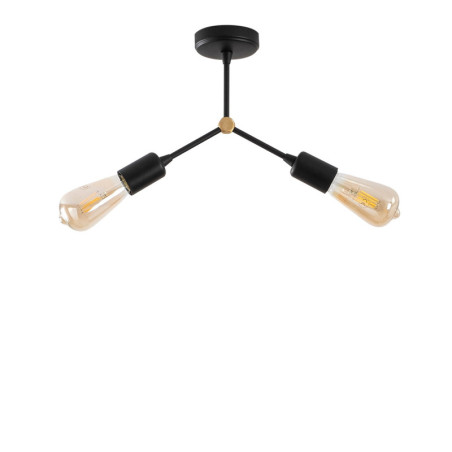 Plafonnier Luminaire en métal noir 34 x 10 x 26 cm 2 lumières E27 40 W IP20