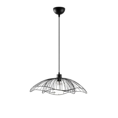 Suspension Luminaire en métal noir Ø50 cm hauteur réglable 31 à 111 cm E27 40 W IP20 Industriel