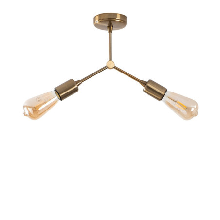 Plafonnier Luminaire en métal cuivre vintage 34 x 10 x 26 cm 2 lumières E27 40 W IP20