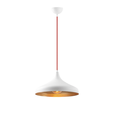 Suspension Luminaire en métal blanc et rouge Ø36 cm hauteur 118 cm E27 40 W IP20 réglable