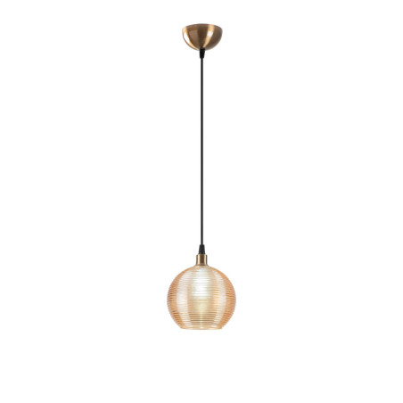 Suspension Luminaire en métal et verre jaune finition vintage Ø15 cm hauteur 110 cm E27 40 W IP20 réglable