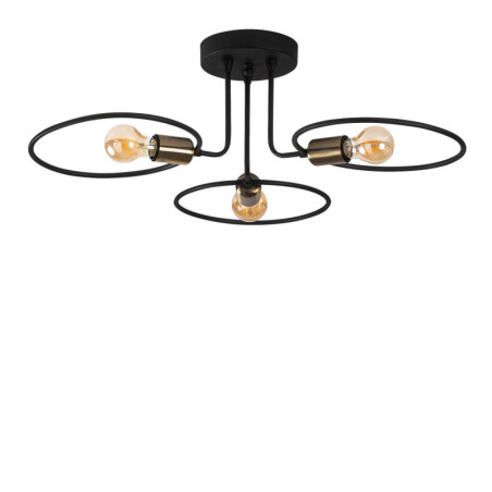 Plafonnier Luminaire en métal noir 66 x 66 x 22 cm 3 lumières E27 40 W IP20