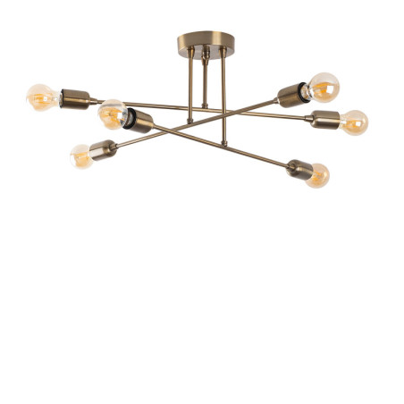 Plafonnier Luminaire en métal finition vintage 66 x 66 x 27 cm 6 lumières E27 40 W IP20 Industriel