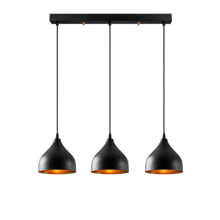 Suspension Luminaire en métal noir 68 x 18 cm hauteur 114 cm 3 lumières E27 40 W IP20