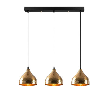 Suspension Luminaire en métal finition vintage 68 x 18 cm hauteur 114 cm 3 lumières E27 40 W IP20 réglable